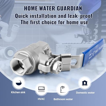 2 Pack 3/8'' Ball Valves NPT Female Stainless Steel 304 Full Port Ball Valve with Locking Handle, Heavy Duty Shut Off Valve for Home and Industrial(3/8 Inch) - size: 3/8 Inch