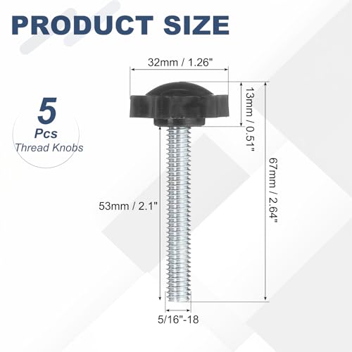 uxcell 5Pcs 5/16"-18 Star Knobs 2.1" Threaded Stud Male Clamping Knob - size: 5/16"-18, 2.1"