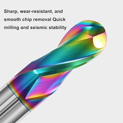 1mm-12mm R0.5-R6 2-Flute Carbide Ball Nose End Mill Set, 9-Pack - size: 1mm-12mm
