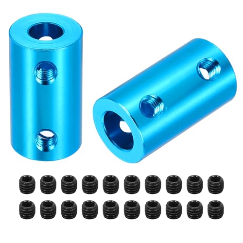 MECCANIXITY Rigid Screw Coupling 6.35mm to 8mm Shaft Coupler Connector L25mm x D14mm Aluminum Alloy Joint Connector Set for 3D Printers DIY Encoder with 20 Screws, Blue, 5Pack - color: Blue, size: 6.35mm to 8mm