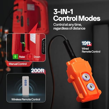 VIVOHOME 3in1 Electric Hoist Winch 1540lbs, 40ft Lifting Height for Towing - color: Scarlet