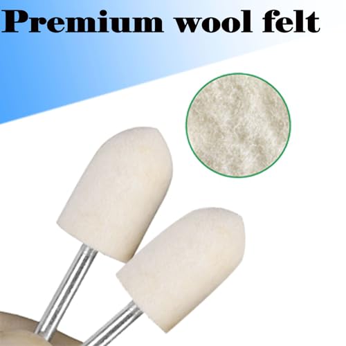30 Pcs Wool Felt Polishing Bits, 3/32'' Shank Cone Shape Wool Polishing Points for Rotary Tool (8mm,10mm,12mm)