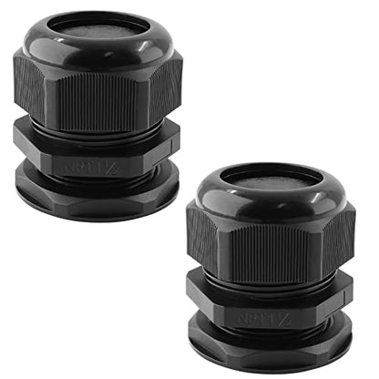 2 Pack 1-1/2" NPT Cable Glands, 31-37mm - color: Black, size: 1-1/2"-2PCS