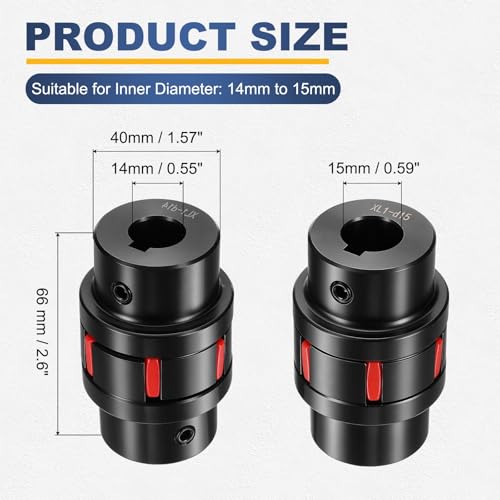 MECCANIXITY XL1 Type Flexible Elastic Shaft Coupling 14mm to 15mm Bore - size: 14mm to 15mm Bore 40 Diameter