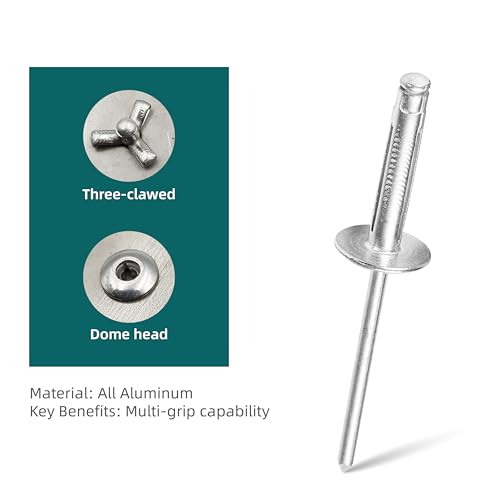 50Pcs Trifold Aluminum Exploding Blind Rivets, Silver, 1/4"x1" - color: Silver, size: 1/4"x1"