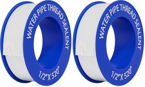 D-NYX 1, 4 or 5 Rolls 1/2 Inch(W) X 520 Inches(L) Teflon Plumbers Tape, Duct Sealant Tape for Shower Head, Plumbing Thread Tap, Water Pipe Sealing Plumbers PTFE Thread Seal (2 Pack) - size: 2 Pack