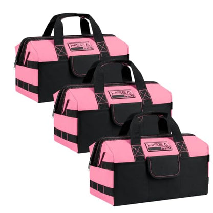 HISEA 3 Pack Heavy Duty Tool Bag, 13-Inch Waterproof Tools Organizer Tote - color: Pink, size: 13 Inch