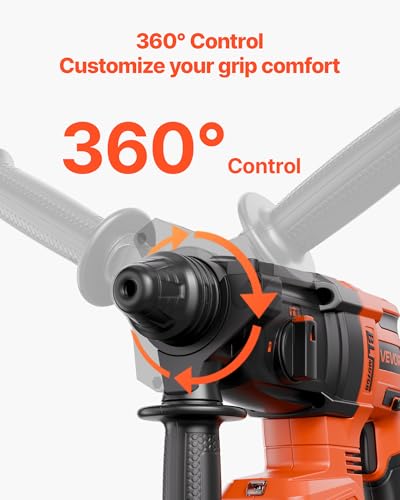 VEVOR 1-1/8" SDS-Plus Rotary Hammer Drill, 20V Brushless Cordless SDS Hammer Drills, 4.0Ah Lithium-Ion Battery Powered, 3.0A Fast Charger, 4 Modes, Rotomartillo for Concrete,1200 RPM, 5300 BPM - size: 1-1/8 in