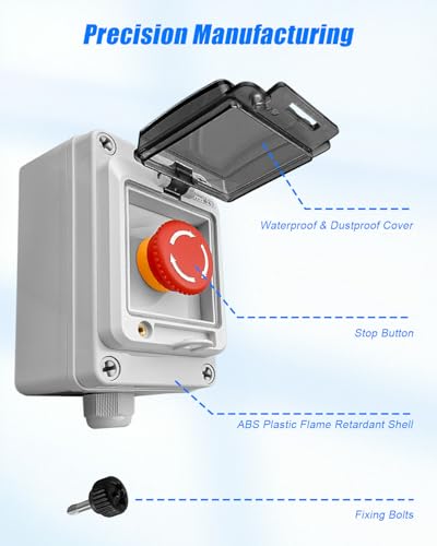 660V Emergency Stop Push Button Box Red Stop Switch IP67 - size: Red Emergency Stop Only