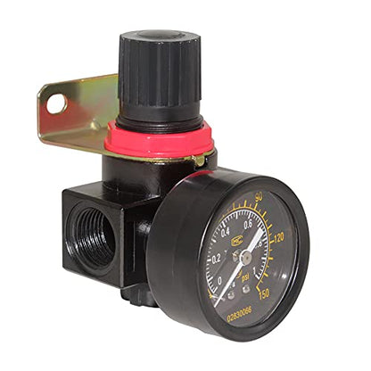Beduan BR2000 Air Compressor Regulator Combo 1/4" NPT,Manual Drain with Bracket, Gauge - size: 1/4"NPT