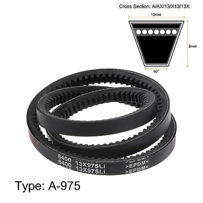 HARFINGTON 2pcs 13x975 Cogged V-Belts AX Section Drive Raw Edge Belt 975mm Inner Girth 13mm Width 8mm Thickness EPDM for Power Transmission - size: 975mm