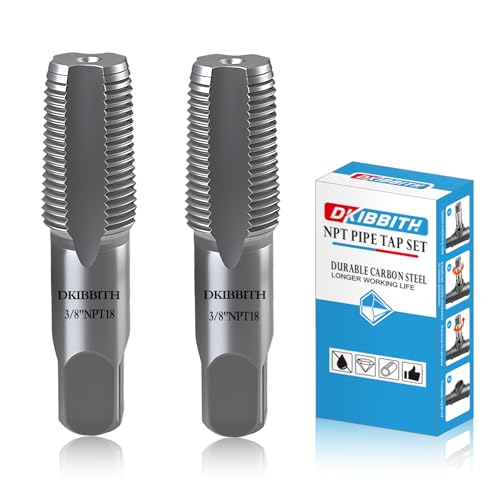 DKIBBITH 2-Piece 3/8" NPT Pipe Tap Set Carbon Steel Hand Threading Tool for Assorted Plumbers Mechanics DIY Thread cutting tools. - size: 2 Pcs 3/8"