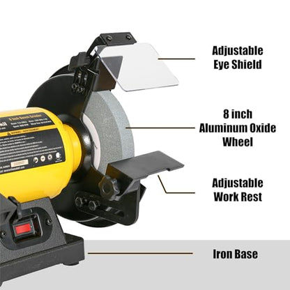 Woodskil 8" 3/4HP High Speed Bench Grinder for Metal,3600RPM,4.8A - size: 8" High Speed Grinder