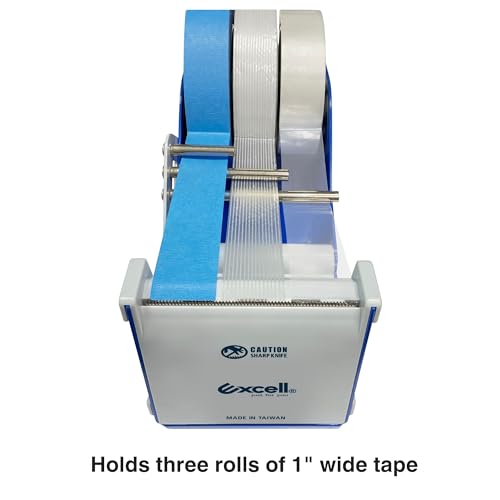 by Excell Deluxe Triple Extra Wide Metal Multi-Roll Desktop Tape Dispenser