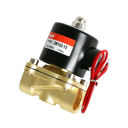 RIH PNEUMATIC 1/2 Inch Electric Solenoid Valve Brass 12V/24V/110V 2 Way High Turn Coil Normally Closed Water 2W160-15 Liquid Air control DC24V - style: DC24V