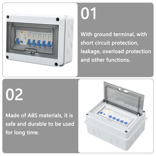 8 Way Miniature Circuit Breakers 220V 40A, IP66 for Indoor/Outdoor - style: 8 WAY-8.3*6.5*3.9 Inch