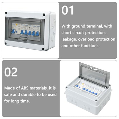 8 Way Miniature Circuit Breakers 220V 40A, IP66 for Indoor/Outdoor - style: 8 WAY-8.3*6.5*3.9 Inch
