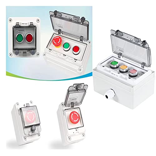 Push Button Switch Box Red Green Yellow Momentary Waterproof 6A 110V 22mm - color: Green/yellow/red button