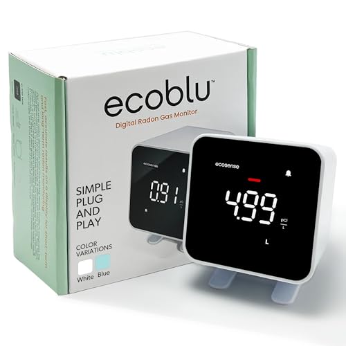 Ecosense Digital Radon Detector for Home, Plug-in, Display, EB100 - color: White