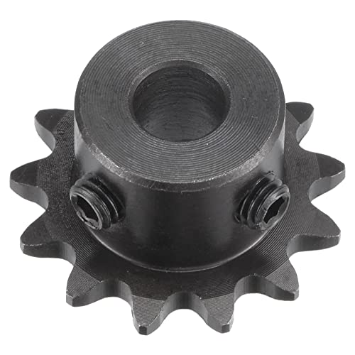 uxcell 13 Tooth Roller Sprocket B Type, #25 Chain, Single Strand 1/4" Pitch, 8mm Bore Black Oxide C45 Carbon Steel with Set Screws for ISO 04C - size: 8mm