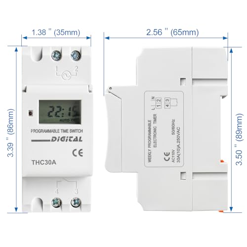 BAOMAIN THC30A AC 110V Digital Programmable Timer Switch,30A Weekly Relay - size: 110VAC