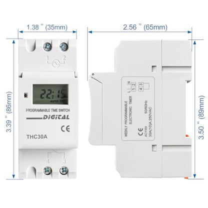 BAOMAIN THC30A AC 110V Digital Programmable Timer Switch,30A Weekly Relay - size: 110VAC