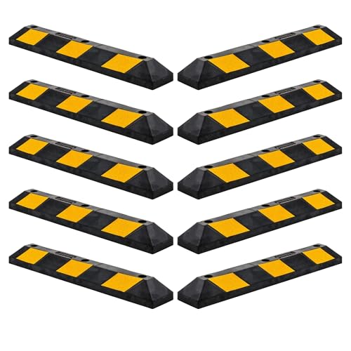 Guardian Parking Stop, 3 Foot Long Flexible Rubber Curb, Highly Visible Accessory with Mounting Holes for Job Sites and Garages, Black/Yellow - size: 3 Foot