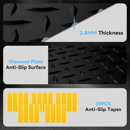 5x15 FT Garage Floor Mat, 2.8mm Thickened Diamond Plate - color: Black, size: 5x15 FT