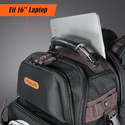 WELKINLAND 76Pockets Electrician Tool Backpack, Canvas Electrician Backpack