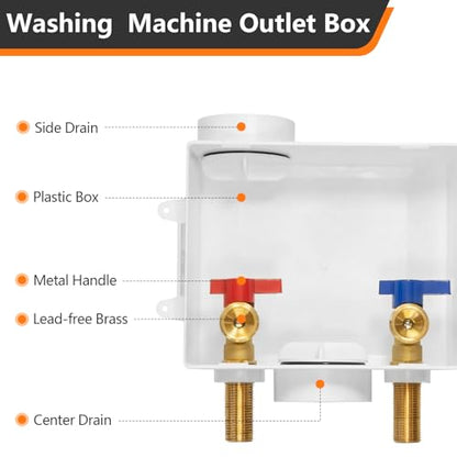 HeSun Washing Machine Outlet Box, 1/2"MIP(Sweat) x 3/4"MHT Outlet(WM001-1) - size: Washing Machine Box W/ Regular, style: Sweat MIP