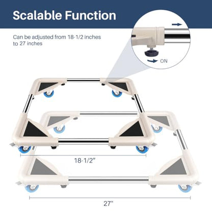 SPACECARE Mini Fridge Stand Mobile Roller, Adjustable18.5-27''- Off White - color: Ivory