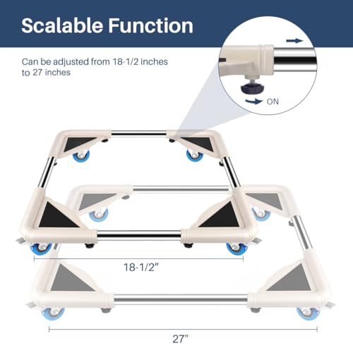 SPACECARE Mini Fridge Stand Mobile Roller, Adjustable18.5-27''- Off White - color: Ivory