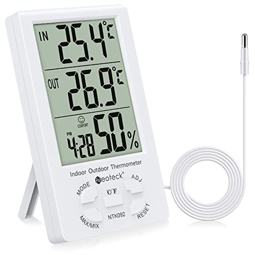 Neoteck Wired Indoor Outdoor Thermometer Hygrometer with 1.5m Sensor