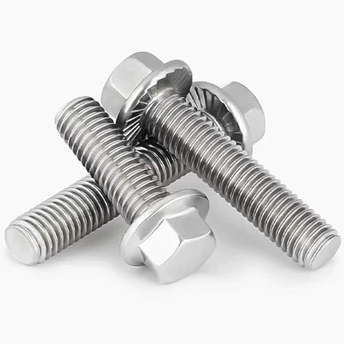 M6-1.0 x 35mm Flanged Hex Head Bolts Flange Hexagon Screws, Stainless Steel 18-8 (304), Plain Finish，15PCS - size: M6x35, style: Flange Head