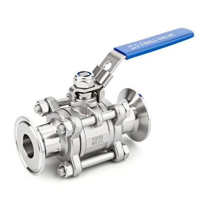 TAISHER 1PCS 304 Stainless Steel 3/4" Tube OD 3PC Sanitary Ball Valve 1.5" Tri Clamp 50.5MM Ferrule Flange - size: 3/4" OD（3PC）