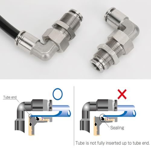2Pcs Bulkhead Elbow 3/8" Tube OD x 3/8" NPT Push to Connect Fittings - size: 3/8" x 3/8"
