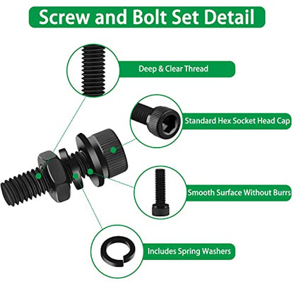 1500PCS Screw Assortment Kit, M2-M6 12.9 Alloy Steel Hex Socket Cap Bolts - size: M2 M3 M4 M5 M6 1500pcs 3