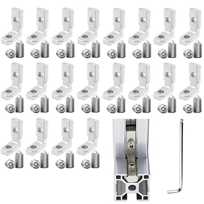 20Set 3030 Corner Bracket L-Shape Interior Inside Connector for 3030 Aluminum Extrusion AccessoriesSilver(20 LES) - style: 20Set Internal Corner Buacket Silver