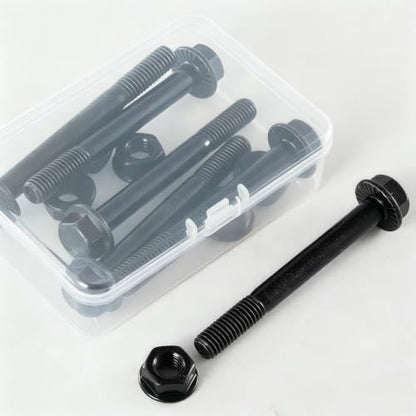 M8-1.25x55mm Flange Bolt and Nut Kit 6set- Grade 10.9 Alloy Steel, Black Zinc,Partially Thread, Serrated Self-Locking, Vibration Resistant for Automotive, Machinery & Heavy Duty - size: M8x55mm(6 Sets）
