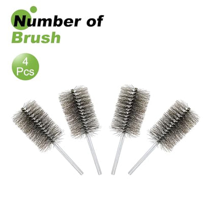 HARFINGTON 4pcs Wire Bore Brush Set 8 Inch Length 2.4 Inch Shank Stainless Steel Bristles Cleaning Brush for Clean Car Part Tube Kitchen Garage - size: 8 x 2.4 Inch