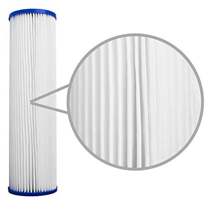 Pleated Poly Sediment Water Filter Cartridge 10x2.5" 20 Micron 25 Pack