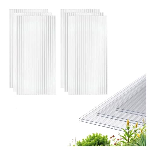 6 PCS 48×24×0.24in Polycarbonate Greenhouse Panels Twin-Wall - size: 48×24×0.24in