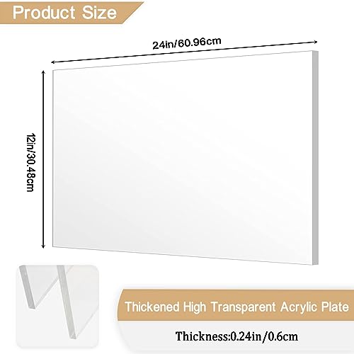 2 Pieces 1/8" Thick (3mm) Acrylic Sheets, Plexiglass Sheets, Clear Cast Plexiglass 8”x 12” with Protective Paper for Signs DIY Display Projects,Craft,Photo Frames (2, 2 piece 12"×24'' 6mm) - size: 2 piece 12"×24'' 6mm