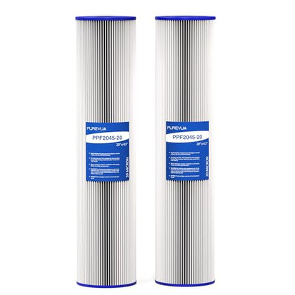 20" x 4.5" Pleated Sediment Water Filter Cartridge 20 Micron 2-Pack - size: 2 Count (Pack of 1), style: 20 Micron