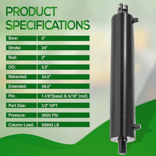 5"x24" Heavy Duty Universal Hydraulic Cylinders for Log Splitter 3500 PSI