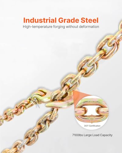 VEVOR 2 Pack Transport Binder Chain, 3/8" x 20' Tow Chain with Grab Hooks