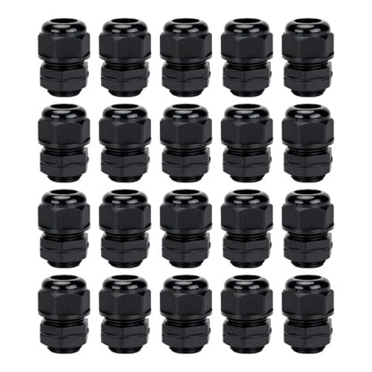 Cable Glands 20 pcs NPT3/4'' Cable Gland Waterproof joints, Adjustable Black Waterproof Cable Connectors Plastic 4 cable glands and Gaskets in PP Box