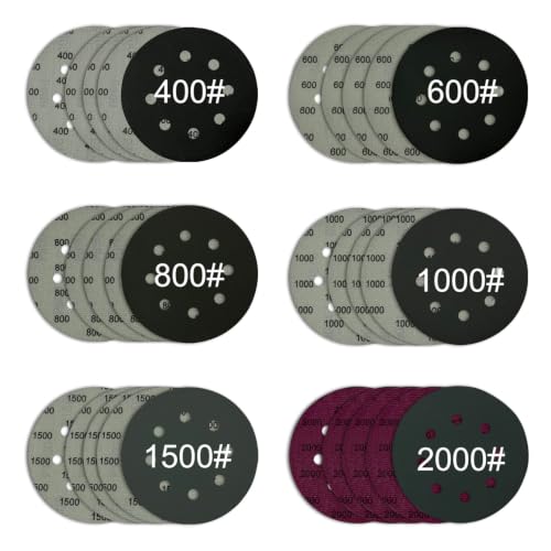 5 Inch 8 Holes Sanding Discs Hook and Loop, 30Pcs Wet Dry Sandpaper, 400 600 800 1000 1500 2000 Grit Sandpaper, Round High Grit Sand Paper for Orbital Sander - size: 400-2000 Grit