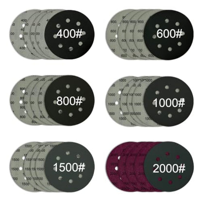 5 Inch 8 Holes Sanding Discs Hook and Loop, 30Pcs Wet Dry Sandpaper, 400 600 800 1000 1500 2000 Grit Sandpaper, Round High Grit Sand Paper for Orbital Sander - size: 400-2000 Grit