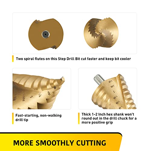 Anfrere Large Step Drill Bit - style: 1pc M2 Larger Bit (Gold)